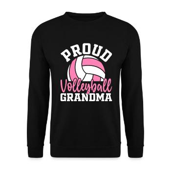Stolze Volleyball Oma serviert Ball Lustig - Unisex Pullover - Schwarz - Vorne - Alina (178cm) & Michal (187cm)