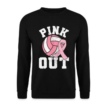 Pink Out Brustkrebs Volleyball Rosa Schleife - Unisex Pullover - Schwarz - Vorne - Alina (178cm) & Michal (187cm)