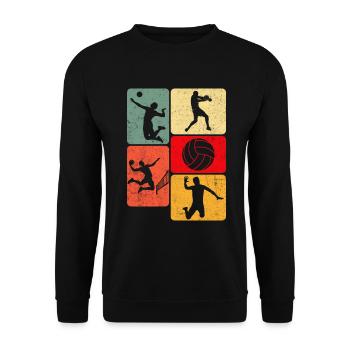 Retro Volleyball Smash Bump Set Spike Volleyball - Unisex Sweatshirt - black - Front - Alina (178cm) & Michal (187cm)