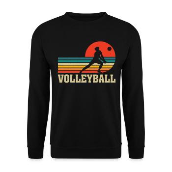 Lustige Volleyball Retro Vintage Bump Set Spike - Unisex Pullover - Schwarz - Vorne - Alina (178cm) & Michal (187cm)