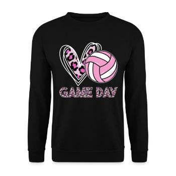 Spieltag Volleyball Lustige Beule Set Spike - Unisex Pullover - Schwarz - Vorne - Alina (178cm) & Michal (187cm)