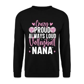 Fou Fier Toujours Fort Drôle Mamie Volley-ball - Sweat-shirt Unisexe - noir - Devant - Alina (178cm) & Michal (187cm)