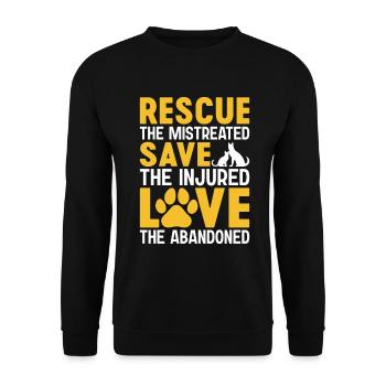 Rette die Misshandelten Rette die Verlassenen Lustig - Unisex Pullover - Schwarz - Vorne - Alina (178cm) & Michal (187cm)