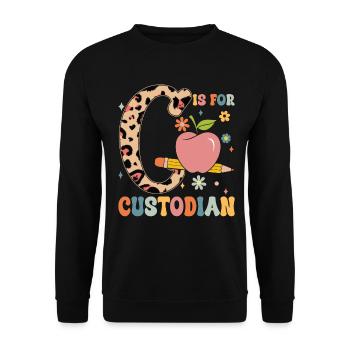 Funny School Custodian Maid Cleaner Janitorial - Unisex Sweatshirt - black - Front - Alina (178cm) & Michal (187cm)