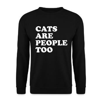 Katzen sind auch Menschen Katzenheim Rettung Lustig - Unisex Pullover - Schwarz - Vorne - Alina (178cm) & Michal (187cm)