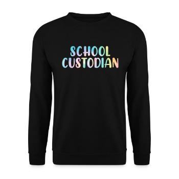 Concierge d’école Nettoyage Concierge Tie Dye - Sweat-shirt Unisexe - noir - Devant - Alina (178cm) & Michal (187cm)