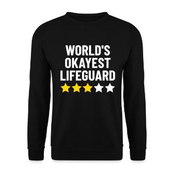 Worlds Okayest Lifeguard Funny Live Savers Belly - Unisex Sweatshirt - black - Front - Alina (178cm) & Michal (187cm)