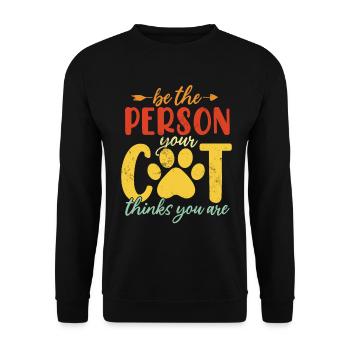 Sei die Person, für die dein Hund dich hält Retro-Katze - Unisex Pullover - Schwarz - Vorne - Alina (178cm) & Michal (187cm)