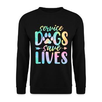 Assistenzhunde retten Leben Lustiger Hund Tie Dye Tier - Unisex Pullover - Schwarz - Vorne - Alina (178cm) & Michal (187cm)