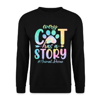 Chaque chat a une histoire drôle chat tie dye chaton - Sweat-shirt Unisexe - noir - Devant - Alina (178cm) & Michal (187cm)