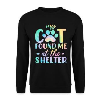 Mon chat m’a trouvé au refuge Tie Dye Foster Cat - Sweat-shirt Unisexe - noir - Devant - Alina (178cm) & Michal (187cm)