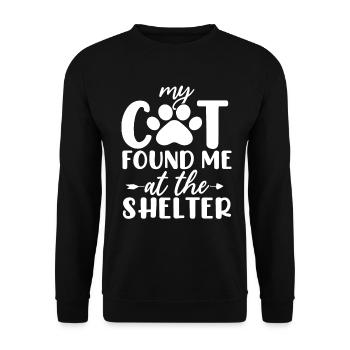 Meine Katze hat mich im Tierheim gefunden: Aktivistin Foster - Unisex Pullover - Schwarz - Vorne - Alina (178cm) & Michal (187cm)