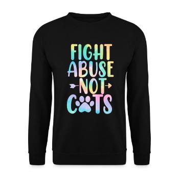 Fight Abuse Not Cats Tie Dye Shelter Foster - Unisex Pullover - Schwarz - Vorne - Alina (178cm) & Michal (187cm)