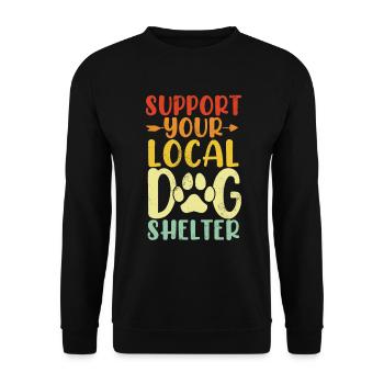 Support Your Local Dog Shelter Funny Paws Retro - Unisex Sweatshirt - black - Front - Alina (178cm) & Michal (187cm)