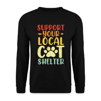 Support Your Local Cat Shelter Retro Kitty Foster - Unisex Sweatshirt - black - Front - Alina (178cm) & Michal (187cm)