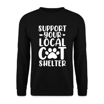 Support Your Local Cat Shelter Save Animal Rescue - Unisex Sweatshirt - black - Front - Alina (178cm) & Michal (187cm)