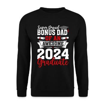 Bonus-Vater eines lustigen Abschlusses 2024 - Unisex Pullover - Schwarz - Vorne - Alina (178cm) & Michal (187cm)