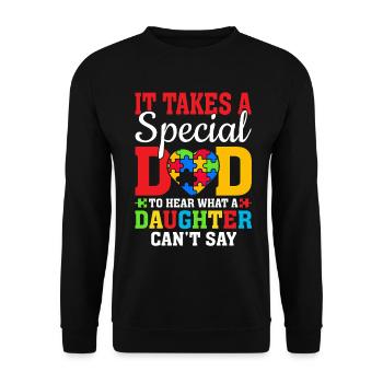 Il faut un papa spécial pour entendre Puzzle Ribbon - Sweat-shirt Unisexe - noir - Devant - Alina (178cm) & Michal (187cm)