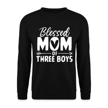 Maman de trois garçons Drôle Garçon Maman Fête des mères - Sweat-shirt Unisexe - noir - Devant - Alina (178cm) & Michal (187cm)