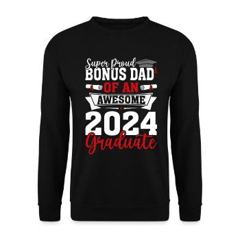 Bonus-Vater eines lustigen Abschlusses 2024 - Unisex Pullover - Schwarz - Vorne - Alina (178cm) & Michal (187cm)