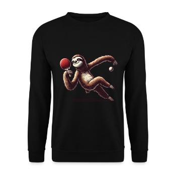 Sloth Cartoon Funny Table Tennis Game - Unisex Sweatshirt - black - Front - Alina (178cm) & Michal (187cm)