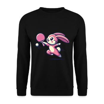 Kawaii Bunny Plays Table Tennis Cute - Unisex Sweatshirt - black - Front - Alina (178cm) & Michal (187cm)