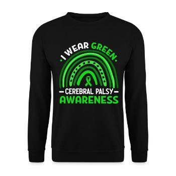 I Wear Green Ribbon Brain Damage Cerebral Palsy - Unisex Sweatshirt - black - Front - Alina (178cm) & Michal (187cm)