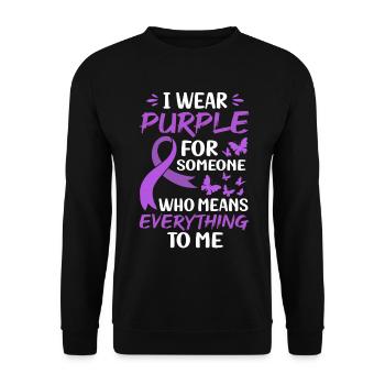 Je porte du violet pour quelqu’un qui compte tout pour - Sweat-shirt Unisexe - noir - Devant - Alina (178cm) & Michal (187cm)