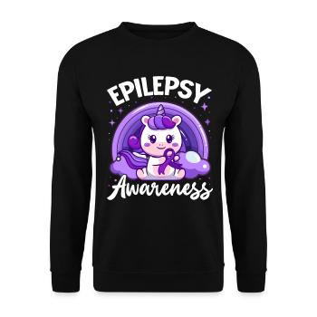 Epilepsie-Bewusstsein Lila Nervensystem - Unisex Pullover - Schwarz - Vorne - Alina (178cm) & Michal (187cm)
