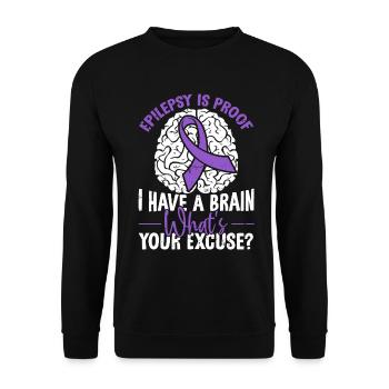 Epilepsy Is Proof I Have A Brain Purple Ribbon - Unisex Sweatshirt - black - Front - Alina (178cm) & Michal (187cm)
