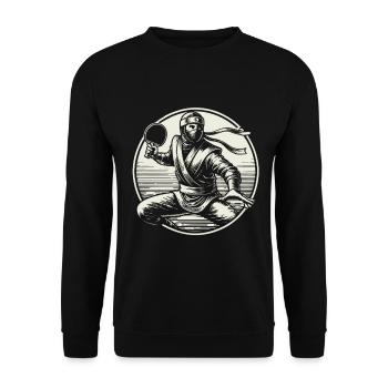 Retro Ninja Table Tennis Player Artwork Design - Unisex Sweatshirt - black - Front - Alina (178cm) & Michal (187cm)