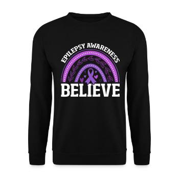 Believe Epilepsie Boho Lila Regenbogen Epilepsie - Unisex Pullover - Schwarz - Vorne - Alina (178cm) & Michal (187cm)