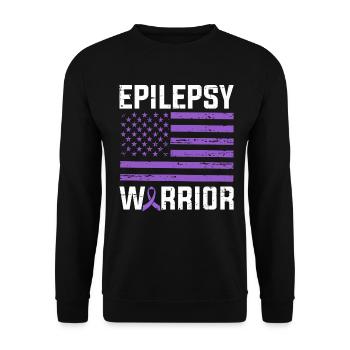 Epilepsie Krieger Lila Band USA Flagge Nervös - Unisex Pullover - Schwarz - Vorne - Alina (178cm) & Michal (187cm)
