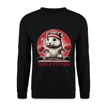 Hamster Retro Vintage Table Tennis Fan Design - Sweat-shirt Unisexe - noir - Devant - Alina (178cm) & Michal (187cm)