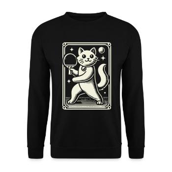 Cute Cat Playing Table Tennis Artfully - Unisex Sweatshirt - black - Front - Alina (178cm) & Michal (187cm)