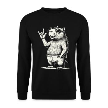 Musique Rock drôle Capybara Concert Party - Sweat-shirt Unisexe - noir - Devant - Alina (178cm) & Michal (187cm)