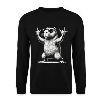 Funny Capybara Heavy Metal Festival Party - Sweat-shirt Unisexe - noir - Devant - Alina (178cm) & Michal (187cm)