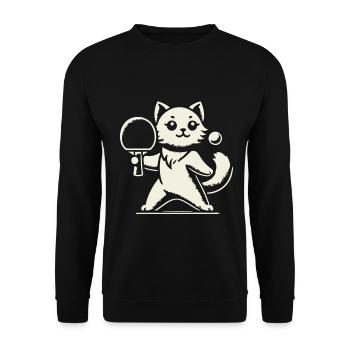 Cute Cat Playing Table Tennis Joy - Unisex Sweatshirt - black - Front - Alina (178cm) & Michal (187cm)