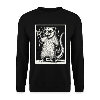Drôle Rock Musique Rétro Heavy Metal Possum - Sweat-shirt Unisexe - noir - Devant - Alina (178cm) & Michal (187cm)