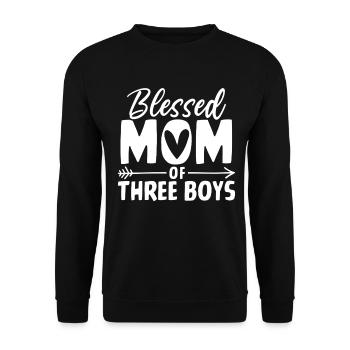 Maman de trois garçons Drôle Garçon Maman Fête des mères - Sweat-shirt Unisexe - noir - Devant - Alina (178cm) & Michal (187cm)