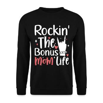 Rockin The Bonus Mom Life Funny Stepmom - Unisex Sweatshirt - black - Front - Alina (178cm) & Michal (187cm)