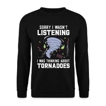 Sorry I Wasn't Listening I Was Thinking About - Unisex Sweatshirt - black - Front - Alina (178cm) & Michal (187cm)