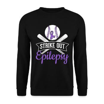 Strike Out Epilepsie Lila Band Lustiger Baseball - Unisex Pullover - Schwarz - Vorne - Alina (178cm) & Michal (187cm)