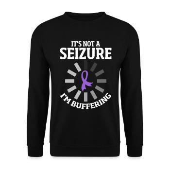 Es ist kein Anfall, ich puffere das lila Band - Unisex Pullover - Schwarz - Vorne - Alina (178cm) & Michal (187cm)