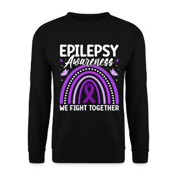We Fight Together Purple Nervous System Epilepsy - Unisex Sweatshirt - black - Front - Alina (178cm) & Michal (187cm)