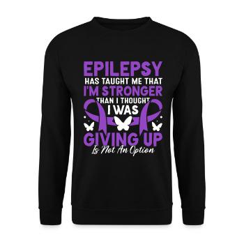 Epilepsie hat mich gelehrt Purple Ribbon Epilepsie - Unisex Pullover - Schwarz - Vorne - Alina (178cm) & Michal (187cm)