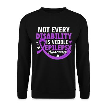 Tous les handicaps ne sont pas visibles L’épilepsie violette - Sweat-shirt Unisexe - noir - Devant - Alina (178cm) & Michal (187cm)