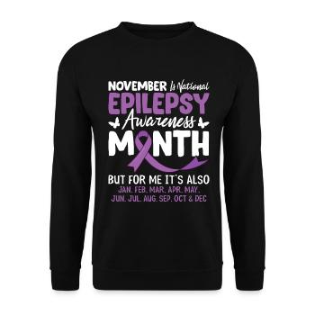 Epilepsy Awareness Purple Ribbon Nervous System - Unisex Sweatshirt - black - Front - Alina (178cm) & Michal (187cm)