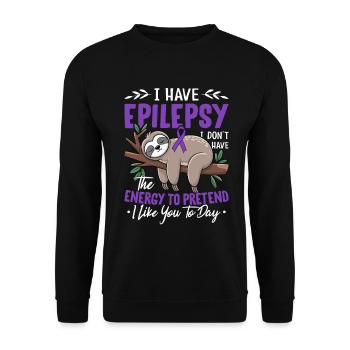 Je souffre d’épilepsie Système nerveux à ruban violet - Sweat-shirt Unisexe - noir - Devant - Alina (178cm) & Michal (187cm)
