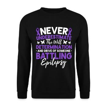 Unterschätzen Sie niemals das Will Purple Ribbon - Unisex Pullover - Schwarz - Vorne - Alina (178cm) & Michal (187cm)